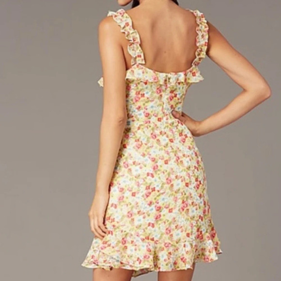 Anthropologie X If By Sea Yellow Floral Ruffle Sleeve Dress Size Medium - Picture 10 of 10